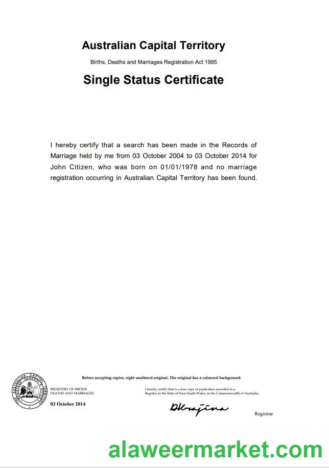 Australia Australian Capital Territory divorce certificate template in Word